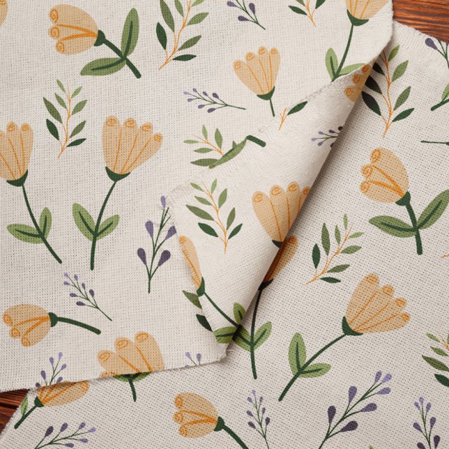 Tissu Impression florale minimale en jaune et vert (Créateur téléchargé)