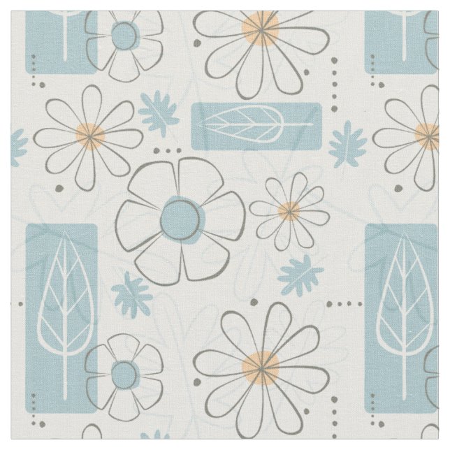 Tissu Impression florale moderne les années 50 au milieu (Fermer)