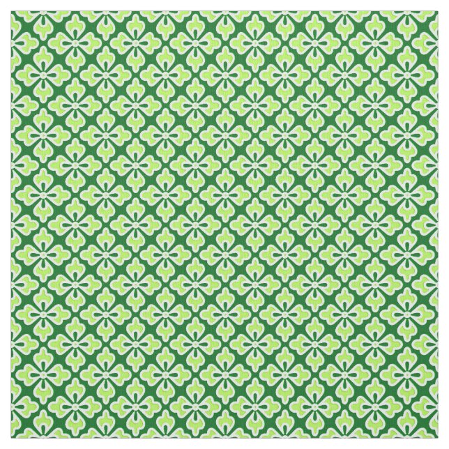 Tissu Impression kimono floral, vert citron et pin (Échantillon)