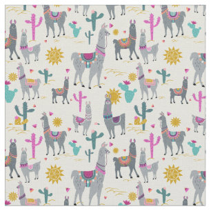 Tissu Impression Llama fine