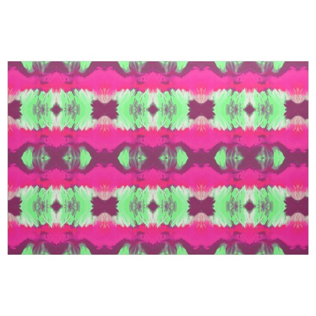 Tissu Impression peinte en vert et rose (Fat Quarter)