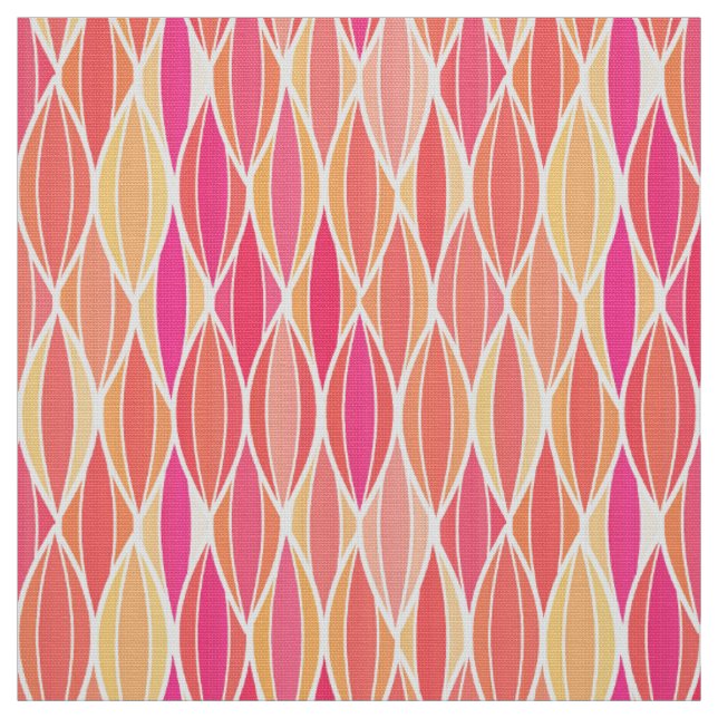 Tissu Impression ruban du milieu du siècle - rose, corai (Échantillon)