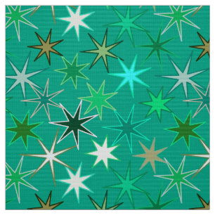 Tissu Impression Starburst Moderne, Turquoise et Aqua