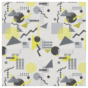 Tissu Impression style Memphis des années 80, noir, gris