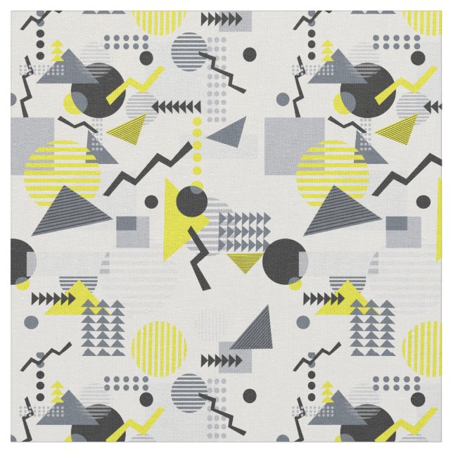 Tissu Impression style Memphis des années 80, noir, gris (Fermer)