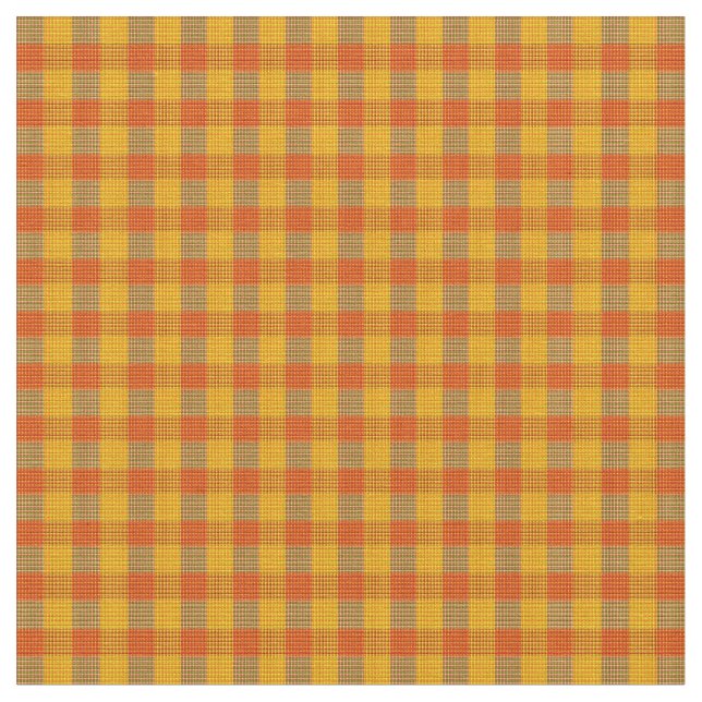 Tissu Impression Tartan Orange Et Jaune, (Fermer)