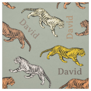 Tissu Impression tigre avec nom