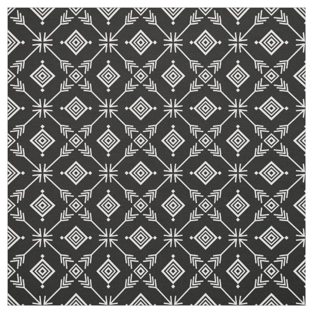 Tissu Impression Tribal Arrow noir et blanc (Échantillon)