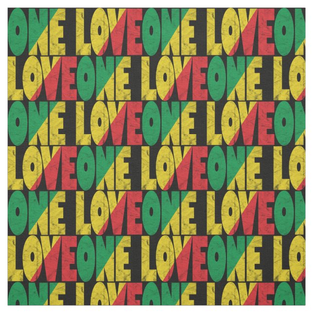 Tissu Impression typographique One Love Rasta Reggae (Échantillon)
