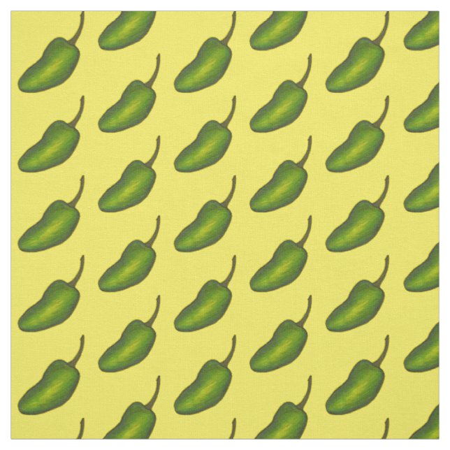 Tissu Impression végétale de poivron vert chaud Jalapeño (Échantillon)