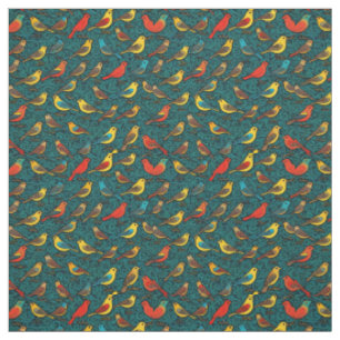 Tissu Impressions d'art d'animaux amusants de petits ois