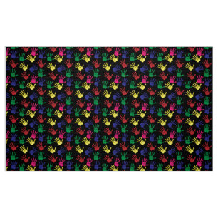 Tissu Imprimantes Mimples À Main Colorée Moderne En Noir