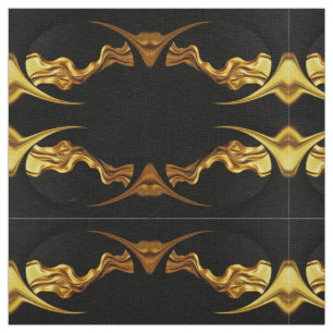 Tissu Imprimé Abstrait de Luxe en Or Noir Tourbill