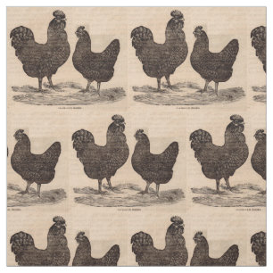 Tissu Imprimé au 19e siècle Plymouth Rock poule et coq