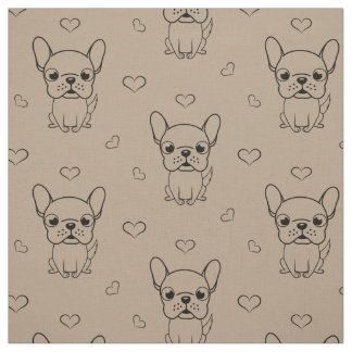 Tissu imprimé avec un joli Bouledogue Français à l