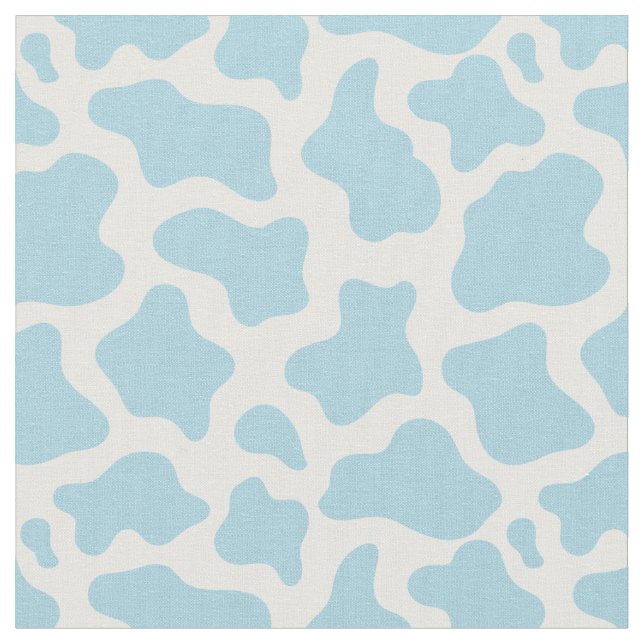 Tissu imprimé de vache bleu pastel kawaii (Fermer)