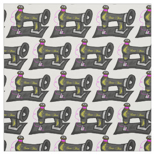 Tissu imprimé démodé de machine à coudre