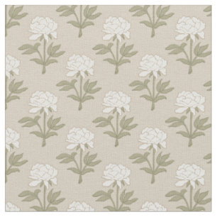 Tissu Imprimé floral de pivoine bloc vintage champignon