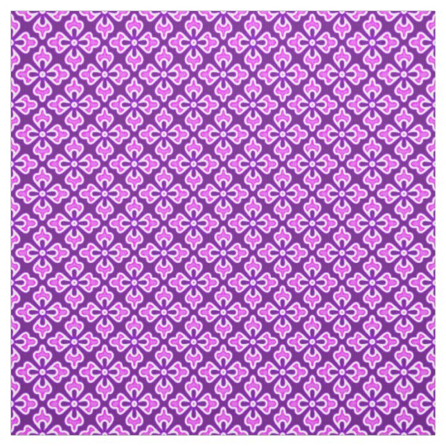 Tissu imprimé kimono floral, orchidée et violet (Échantillon)