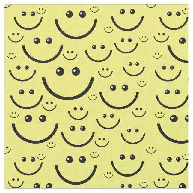 Tissu imprimé motif à visage heureux jaune (Fermer)