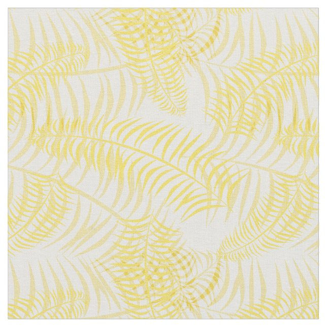 Tissu Imprimé Palmier Jaune Blanc Été (Fermer)