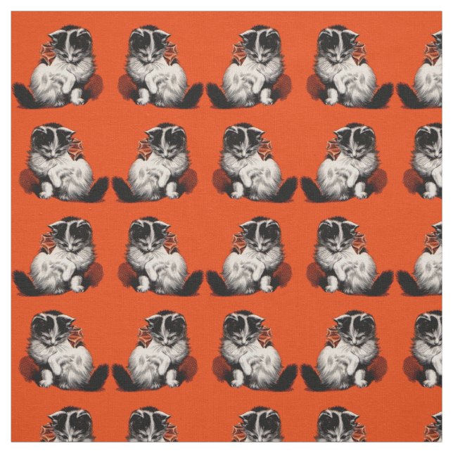 Tissu imprimé petit chaton doux (Échantillon)