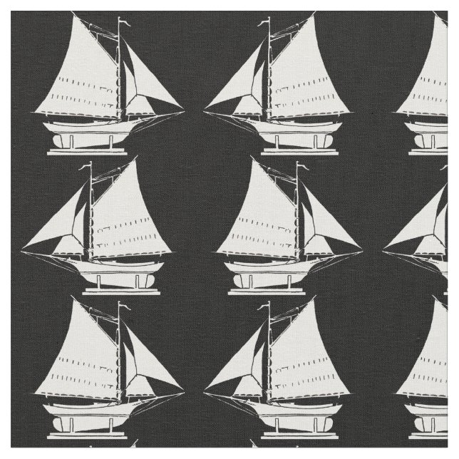 Tissu imprimé silhouette de voilier (Fermer)