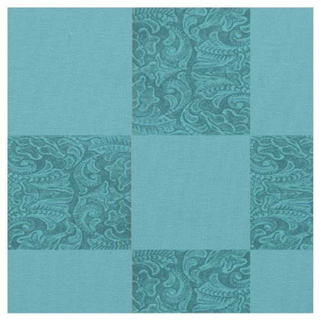 Tissu Imprimer bloc Turquoise en cuir à outils (Fermer)