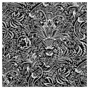 Tissu Indien de William Morris, noir et blanc