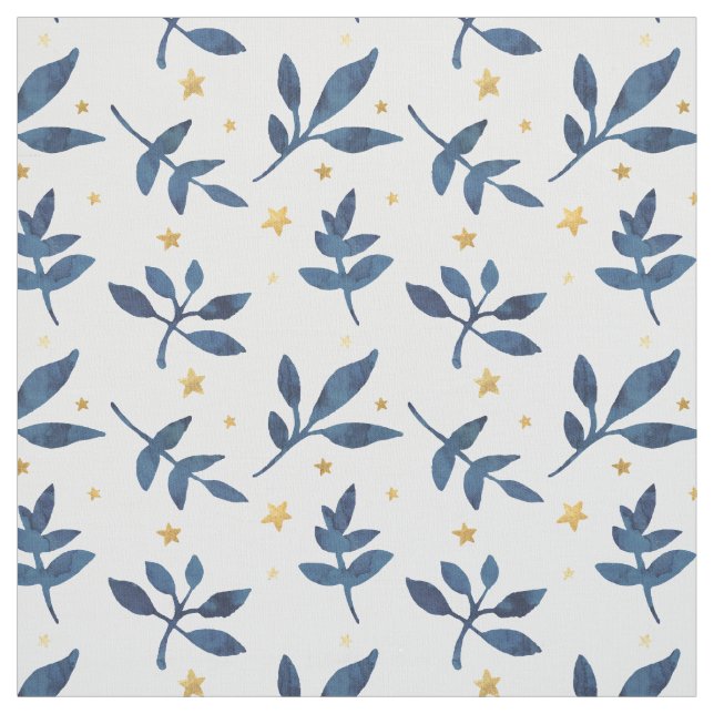 Tissu Indigo avec des faux étoiles (Échantillon)