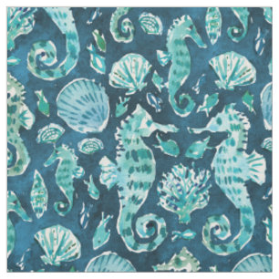 Tissu Indigo de SOIREE d'HIPPOCAMPE côtier
