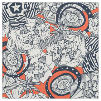 Tissu indigo orange succulent