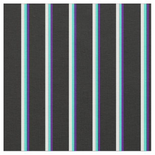 Tissu Indigo, Turquoise, Crème à la menthe et Motif noir