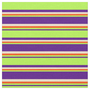 Tissu Indigo, Vert clair, Rouge & Tan Stripes Motif