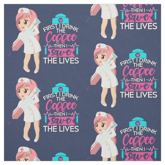 Tissu Infirmière amusante qui dit avec une grande aiguil (Échantillon)