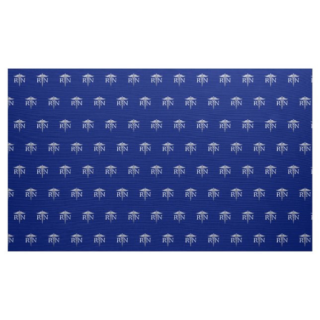 Tissu Infirmière autorisée RN Caduceus sur déco bleue (Yard)