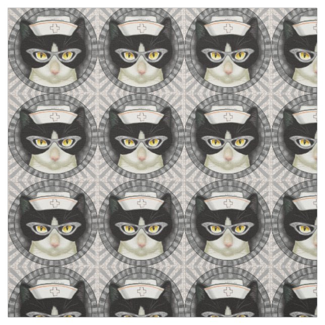 Tissu Infirmière Chat Smoking (Échantillon)