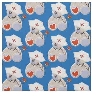 Tissu Infirmière grise d'ours avec le coeur et le