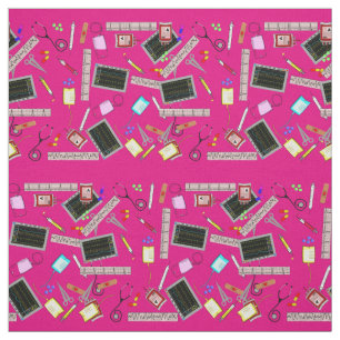 Tissu Infirmière Outils Fabric Fuschia rose