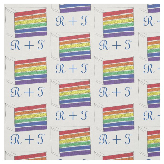 Tissu Initiales personnalisées Rainbow Mariage Cake Prid (Échantillon)