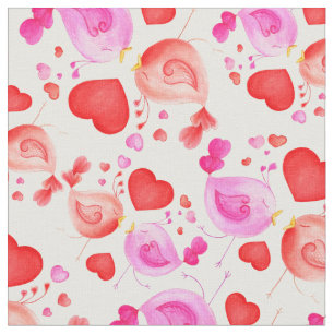 Tissu Inséparables art mignon whimiscal motif répétitif
