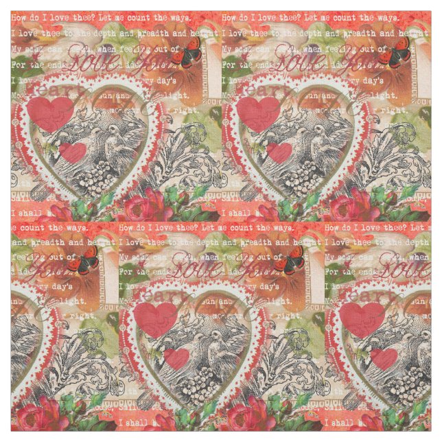 Tissu Inséparables Heart Red Art Collage (Échantillon)