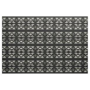 Tissu Inspiré primitif noir et blanc >Tissu de coton