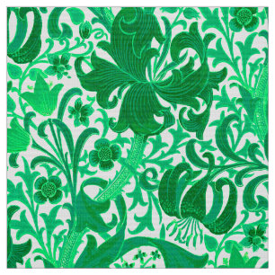 Tissu Iris de William Morris et lis, vert de jade