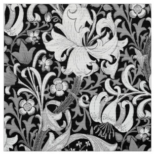 Tissu Iris et lis de William Morris, noirs et blancs