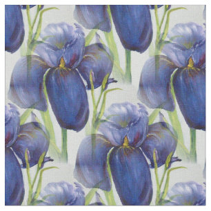 Tissu Iris Floral Bleu