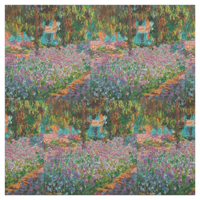 Tissu Iris Jardin Monet Giverny fleurs (Échantillon)