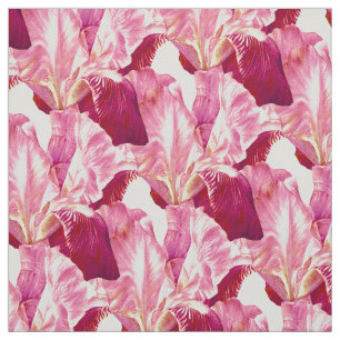 Tissu Iris rose rouge peignant le motif botanique d'art