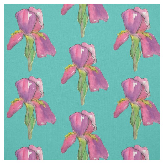 Tissu Iris rose violet Turquoise (Échantillon)
