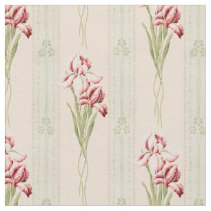 Tissu Iris Vintages à barreaux rose et marron